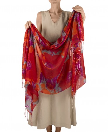 Палантин Женский S23-FLEUR.DU.CIEL/ROSE.CLAIR